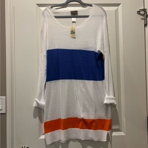 Tommy Bahama White Dress with Blue and Orange Stripes